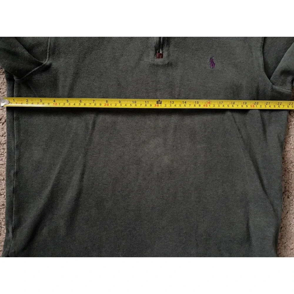 Polo Ralph Lauren Quarter Zip Pullover Sweater Green Pony Logo Medium JBHS